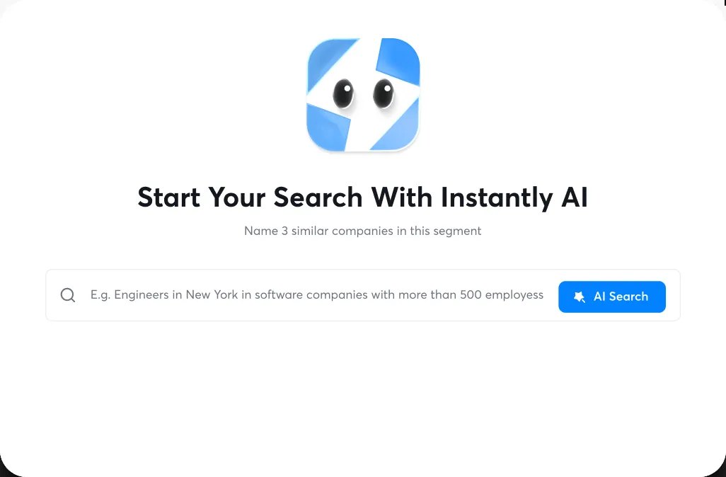 Instantly AI arama ekranı: doğal dille hedef kitle tanımlayarak lead araması yapma